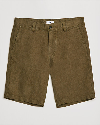 Men | The Linen Closet | NN07 | Crown Linen Shorts Dark Olive
