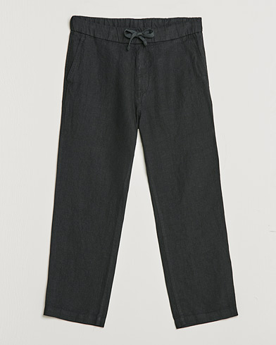 Men | The Linen Closet | NN07 | Keith Drawstring Linen Trousers Black
