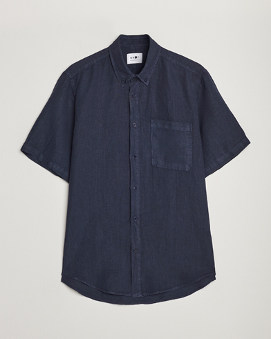 Wardrobe Basics |  Arne Linen Short Sleeve Shirt Navy