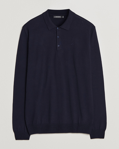 Men | Knitted Polo Shirts | J.Lindeberg | Noel Light Merino Polo Shirt Navy