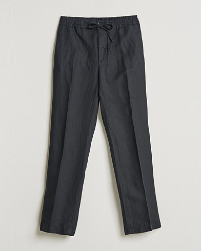 Men | The Linen Closet | J.Lindeberg | Sasha Drape Linen Drawstring Trousers Black