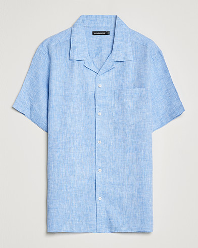 Men | Shirts | J.Lindeberg | Linen Melange Short Sleeve Shirt Ultramarine