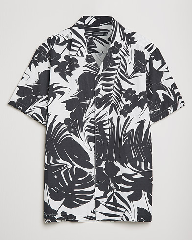 Men | Short Sleeve Shirts | J.Lindeberg | Elio Hibiscus Print Short Sleeve Shirt White/Black