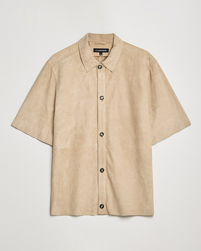 Men | Shirts | J.Lindeberg | Shorty Short Sleeve Suede Shirt Safari Beige