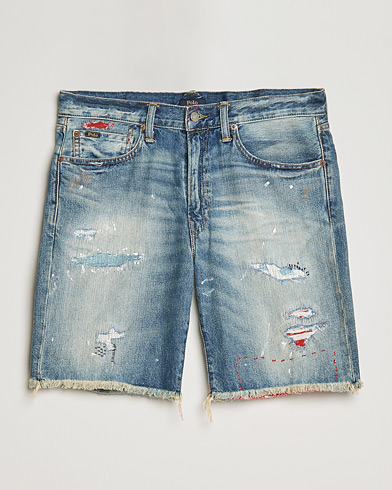 Men |  | Polo Ralph Lauren | Shredded Denim Shorts Blue