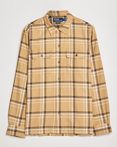 Men |  | Polo Ralph Lauren | Performance Flannel Checked Overshirt Khaki Brown