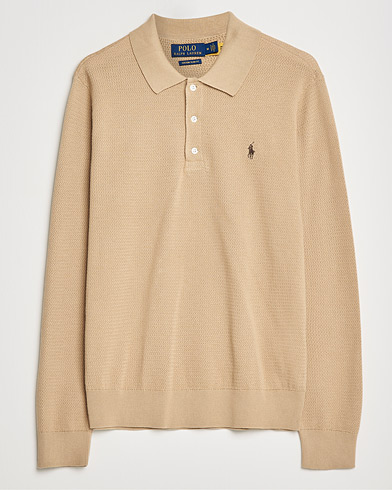 Men | Knitted Polo Shirts | Polo Ralph Lauren | Textured Knitted Polo Vintage Khaki
