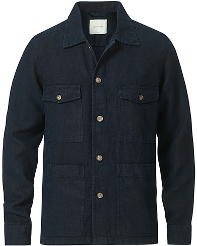 Shirt Jackets |  Heavy Linen Patch Pocket Overshirt Navy