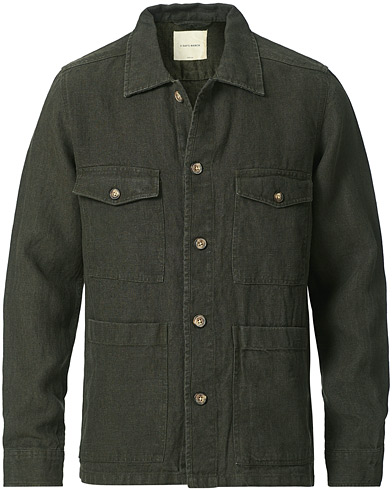 Shirt Jackets |  Heavy Linen Patch Pocket Overshirt Olive