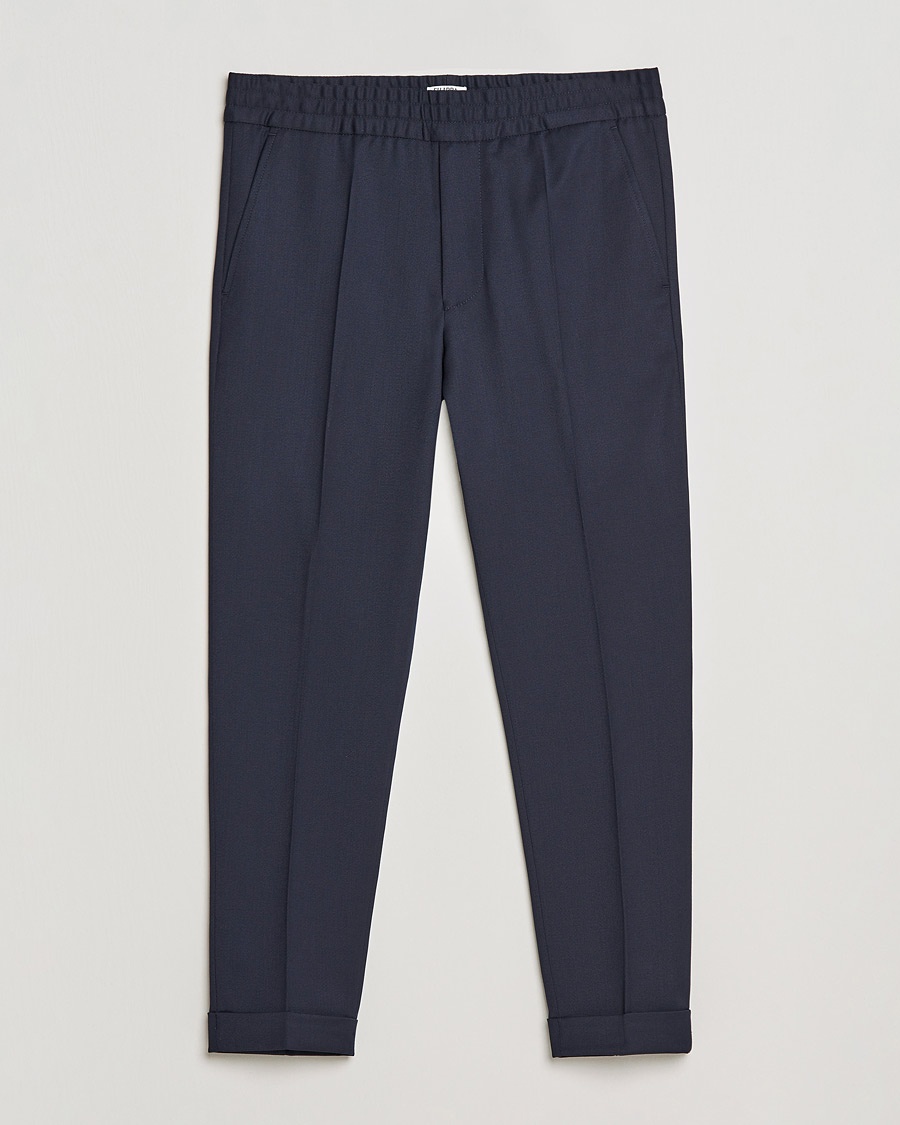 Filippa K Terry Gabardine Cropped Turn Up Trousers Navy – Blue