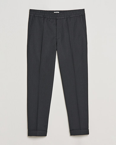 Men | Drawstring Trousers | Filippa K | Terry Gabardine Cropped Turn Up Trousers  Anthracite