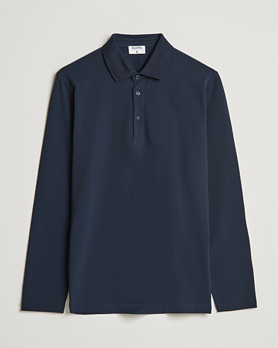 Men | Long Sleeve Polo Shirts | Filippa K | Luke Lycra Poloshirt Navy