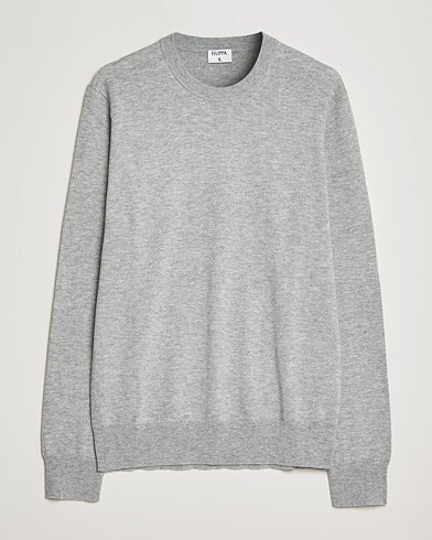 Men | Filippa K | Filippa K | Cotton Merino Basic Sweater Light Grey Melange