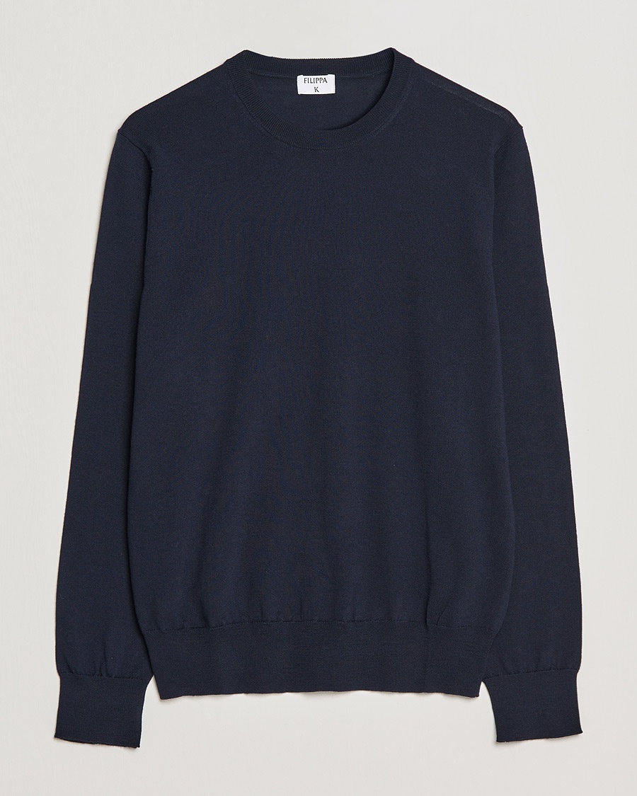 Filippa K Merino Round Neck Sweater Navy – Blue