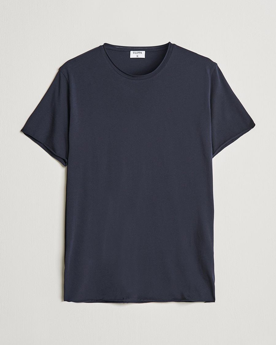 Filippa K Roll Neck Crew Neck Tee Navy – Blue