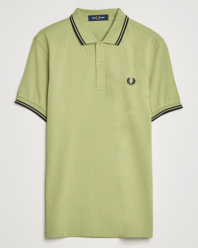 Men | Short Sleeve Polo Shirts | Fred Perry | Twin Tip Polo Sage Green 