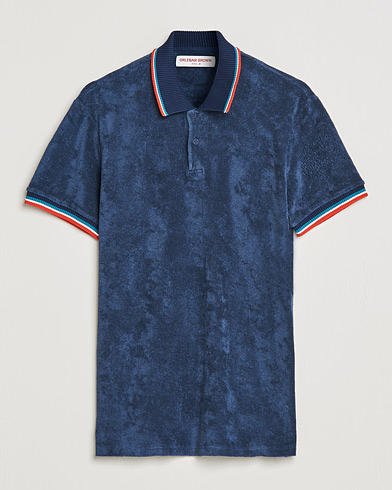 Men | The Terry Collection | Orlebar Brown | Jarrett Towelling Striped Tipping Polo Navy