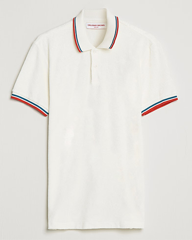 Men |  | Orlebar Brown | Jarrett Towelling Striped Tipping Polo White Sand