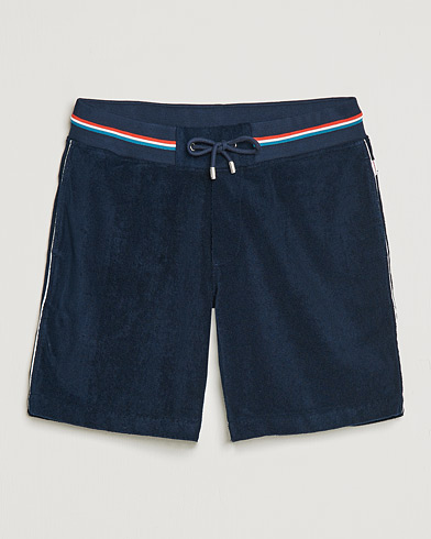 Men | Drawstring Shorts | Orlebar Brown | Afador OB Stripe Towelling Shorts Navy