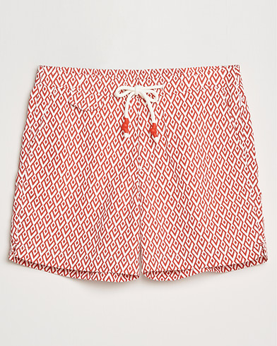 Men | Swimwear | Orlebar Brown | Standard Cano Printed Swimshorts Summer Red/Cloud