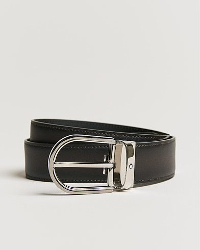 Men | Leather Belts | Montblanc | Horseshoe Buckle Grey 35 mm Leather Belt Grey