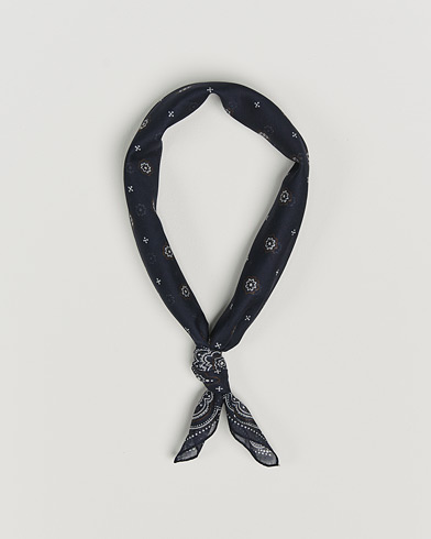 Men | Dress Scarves | Amanda Christensen | Cotton Voilé Printed Medallion Bandana Navy