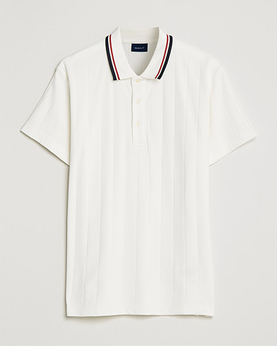 Men | Polo Shirts | GANT | Structued Knitted Polo Caulk White