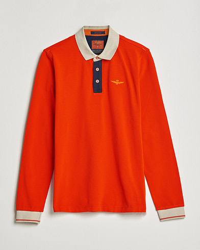 Men | Sweaters & Knitwear | Aeronautica Militare | Long Sleeve Collor Polo Arancio Scuro