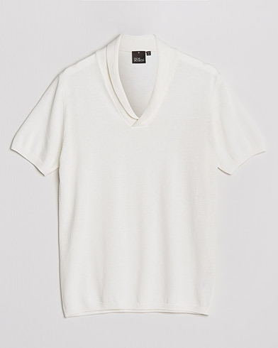 Men | Polo Shirts | Oscar Jacobson | Rollo GD Shawl Collar Cotton Polo White