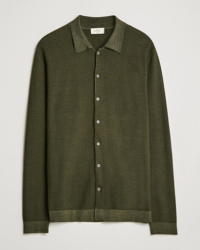 Men |  | Altea | Herringbone Wool Shirt Dark Green