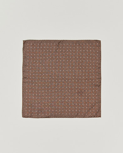 Men |  | Amanda Christensen | Silk Oxford Printed Flower Pocket Square Brown