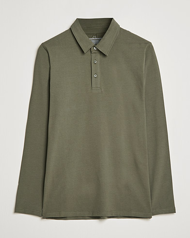 Men | Long Sleeve Polo Shirts | Bread & Boxers | Long Sleeve Jersey Polo Army Green