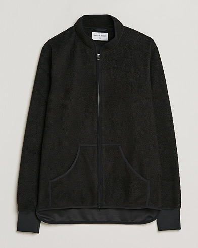 Men | Fleece Sweaters | Bread & Boxers | Full Zip Fleece Jacket Black