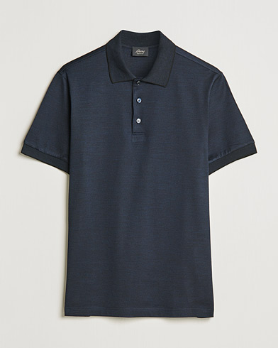 Men |  | Brioni | Cotton/Silk Short Sleeve Polo Navy