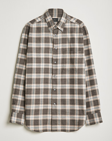 Men | Casual Shirts | Brioni | Check Flannel Shirt Beige
