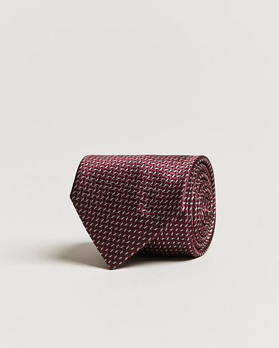 Men | Brioni | Brioni | Micro Pattern Silk Tie Burgundy