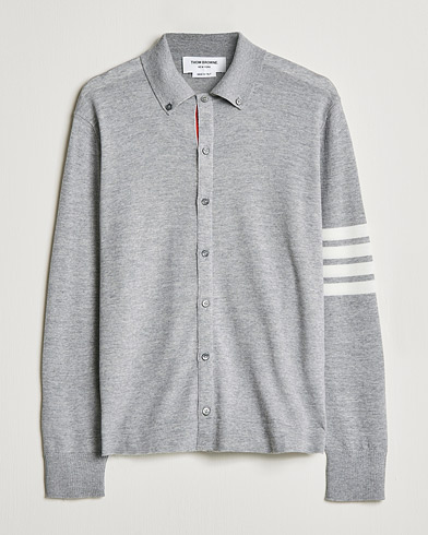 Men | Shirts | Thom Browne | Merino Wool Button Down Shirt Light Grey