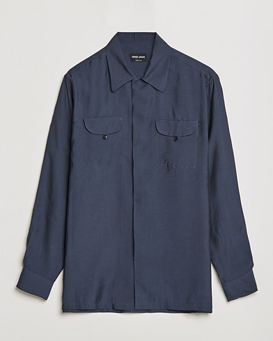 Men | Casual Shirts | Giorgio Armani | Double Pocket Overshirt Navy