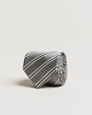 Men |  | Giorgio Armani | Striped Jacquard Silk Tie Light Grey