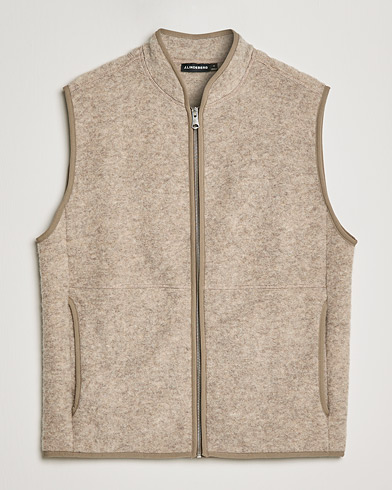 Men | Fleece Sweaters | J.Lindeberg | Duncan Wool Fleece Vest Tiger Brown