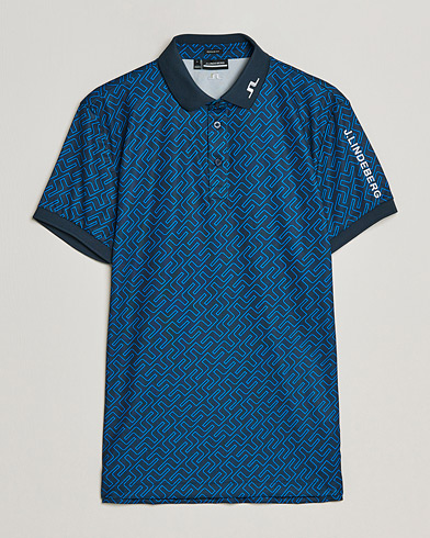 Men | Polo Shirts | J.Lindeberg | Tour Tech Regular Fit Printed Polo Nautical Blue
