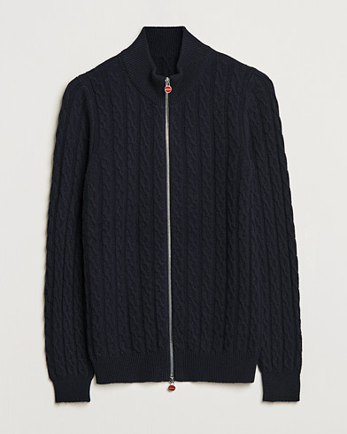 Men |  | Kiton | Cashmere Cable Zip Sweater Navy