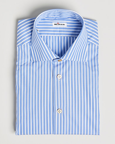 Men | For the Connoisseur | Kiton | Slim Fit Striped Dress Shirt Light Blue