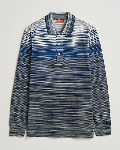 Men | Long Sleeve Polo Shirts | Missoni | Fiammato Piquet Polo Navy/White