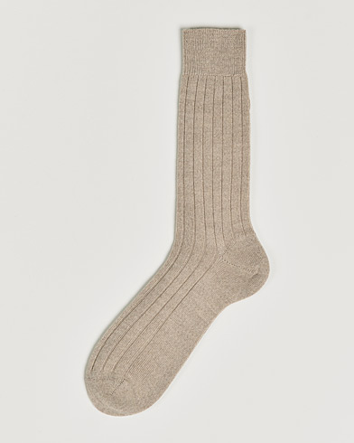 Men |  | Bresciani | Wool/Nylon Heavy Ribbed Socks Beige