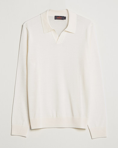 Men | Knitted Polo Shirts | Morris | Delon Merino Knitted Polo Shirt Off White