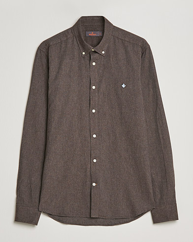 Men | Flannel Shirts | Morris | Watts Flannel Button Down Shirt Dark Brown