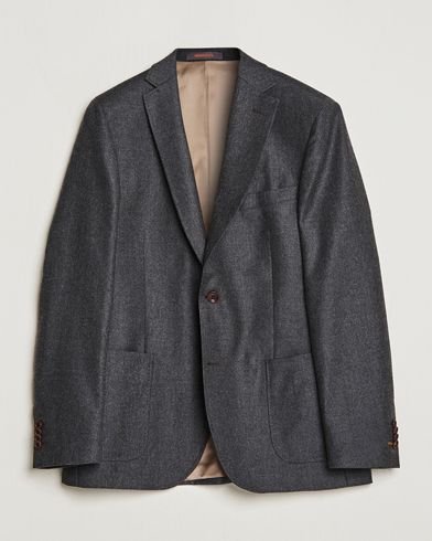 Men | Wool Blazers | Morris | Archie Flannel Blazer Dark Grey