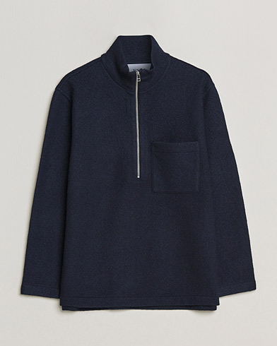 Men | Sweaters & Knitwear | NN07 | Anders Boiled Wool Half Zip Navy
