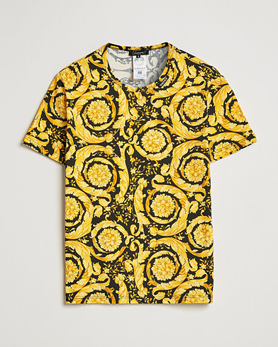 Men | Short Sleeve T-shirts | Versace | Barocco Print Tee Black/Gold